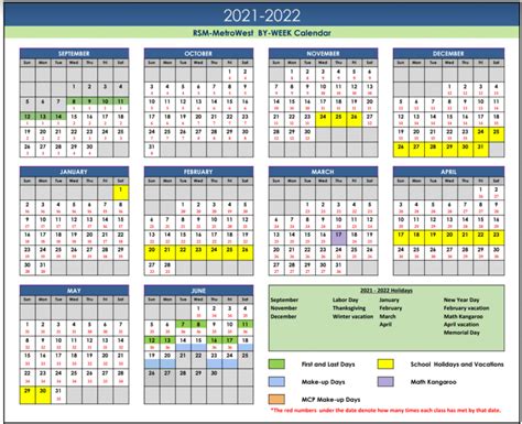 Rsm Calendar 2021 2022